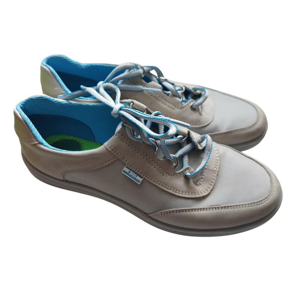SAS Womens Walking Tennis Shoes Comfort Silver Gray Blue 7N